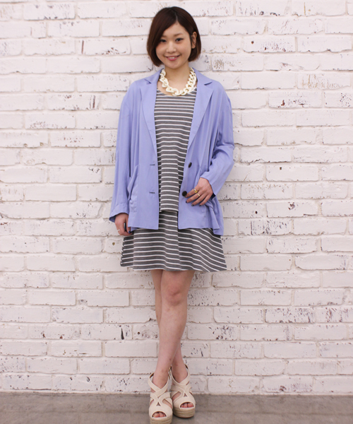 mystic（ミスティック）の「ティアードボーダーワンピース（ワンピース・レディース・オフホワイト/ブラック/グレー/ネイビー・ﾌﾘ-）」の10枚目の写真