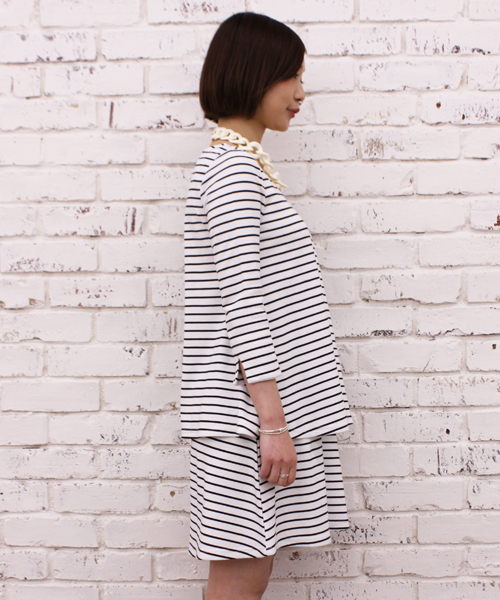 mystic（ミスティック）の「ティアードボーダーワンピース（ワンピース・レディース・オフホワイト/ブラック/グレー/ネイビー・ﾌﾘ-）」の11枚目の写真