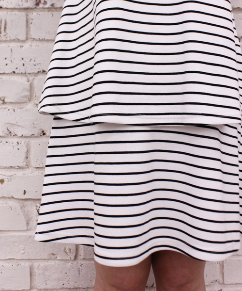 mystic（ミスティック）の「ティアードボーダーワンピース（ワンピース・レディース・オフホワイト/ブラック/グレー/ネイビー・ﾌﾘ-）」の6枚目の写真