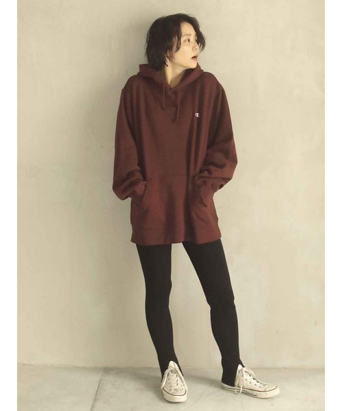 Champion(チャンピオン)の「Champion フード刺繍ビッグスウェット(スウェット・レディース・ブラック/オフホワイト/ボルドー・FREE)」の20枚目の写真