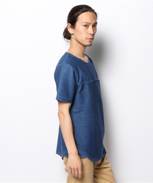 WEGO(ウィゴー)の「WEGO/インディゴ天竺Tシャツ(Tシャツ/カットソー・メンズ・ダークインディゴブルー/ライトインディゴブルー・LARGE/MEDIUM)」の6枚目の写真