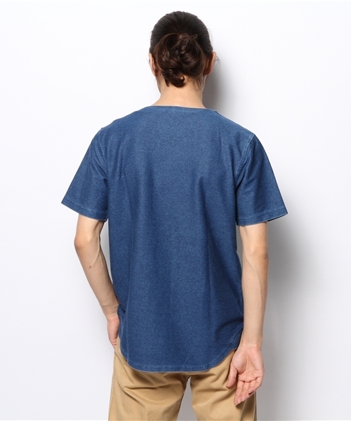 WEGO(ウィゴー)の「WEGO/インディゴ天竺Tシャツ(Tシャツ/カットソー・メンズ・ダークインディゴブルー/ライトインディゴブルー・LARGE/MEDIUM)」の7枚目の写真