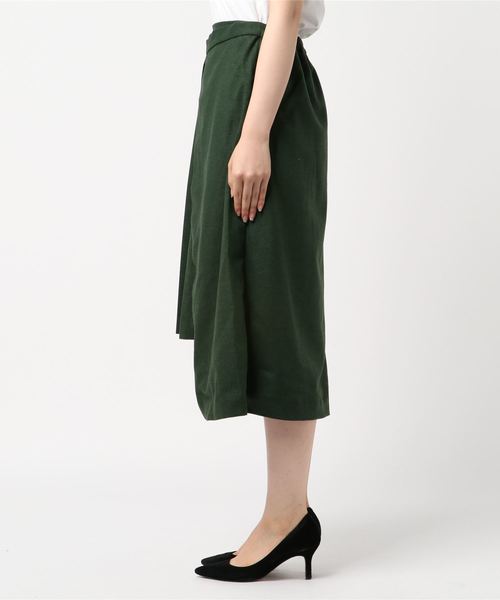 Burner（バーナー）の「【Burner for women】T/R 起毛　アシメプリーツスカート,.（スカート・レディース・オレンジ/グリーン・M）」の3枚目の写真