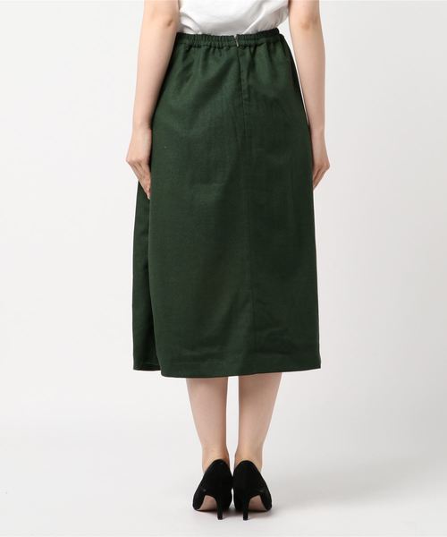 Burner（バーナー）の「【Burner for women】T/R 起毛　アシメプリーツスカート,.（スカート・レディース・オレンジ/グリーン・M）」の4枚目の写真