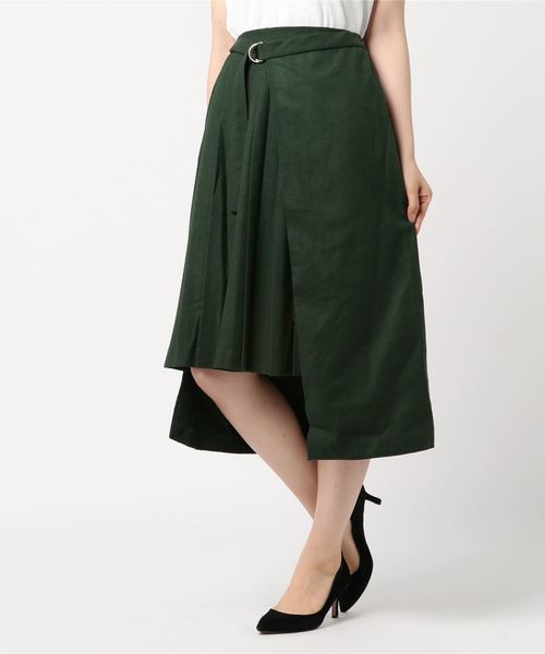 Burner（バーナー）の「【Burner for women】T/R 起毛　アシメプリーツスカート,.（スカート・レディース・オレンジ/グリーン・M）」の5枚目の写真