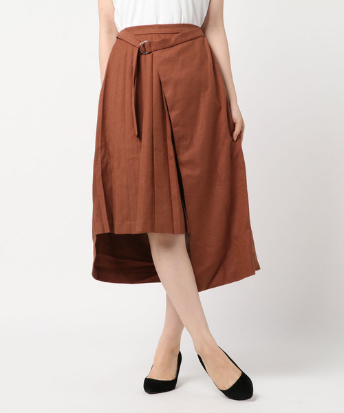 Burner（バーナー）の「【Burner for women】T/R 起毛　アシメプリーツスカート,.（スカート・レディース・オレンジ/グリーン・M）」の6枚目の写真