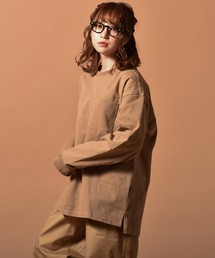 OE天竺クルーネックリブ袖ロングスリーブTシャツ くすみカラー
