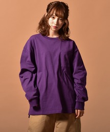 OE天竺クルーネックリブ袖ロングスリーブTシャツ　くすみカラー