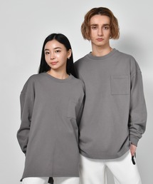 OE天竺クルーネックリブ袖ロングスリーブTシャツ くすみカラー
