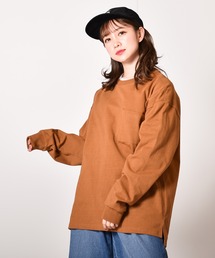 OE天竺クルーネックリブ袖ロングスリーブTシャツ くすみカラー