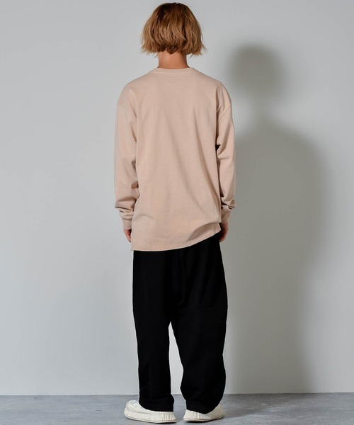 セール】OE天竺クルーネックリブ袖ロングスリーブTシャツ くすみ