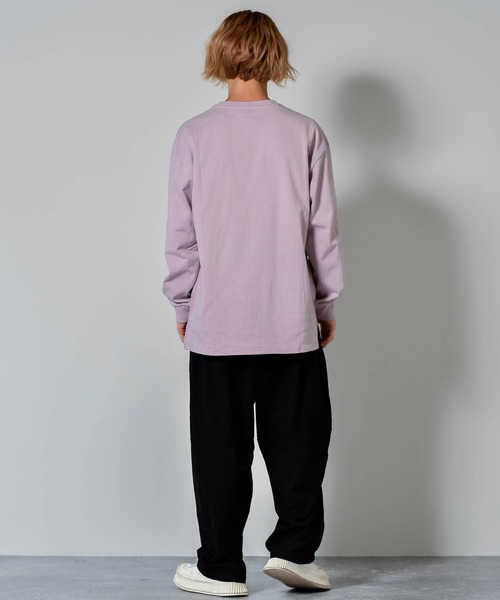 セール】OE天竺クルーネックリブ袖ロングスリーブTシャツ くすみ