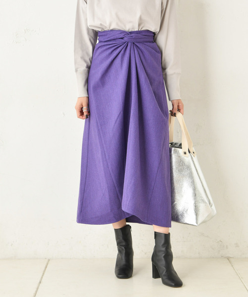 DouDou(ドゥドゥ)の「カイトフレアスカート(スカート・レディース・ブラウン/ベージュ/パープル・FREE)」の1枚目の写真