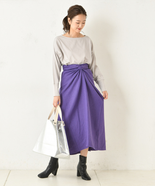 DouDou(ドゥドゥ)の「カイトフレアスカート(スカート・レディース・ブラウン/ベージュ/パープル・FREE)」の5枚目の写真