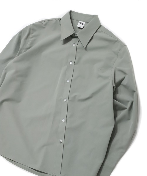 ADD SEOUL（エーディーディーソウル）の「『ADD SEOUL』DIAGONAL PLACKET SHIRT / ディアゴナル ボタン プラケット レギュラー シャツ（シャツ/ブラウス・メンズ・グレー/カーキ・1/2）」の19枚目の写真