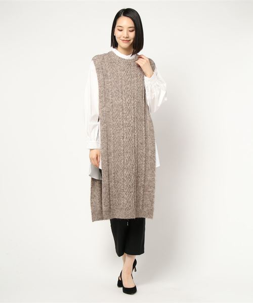 archives（アルシーヴ）の「ロングベスト+シャツSET（シャツ/ブラウス・レディース・ブラウン/アイボリー/グレー系その他・MEDIUM）」の3枚目の写真