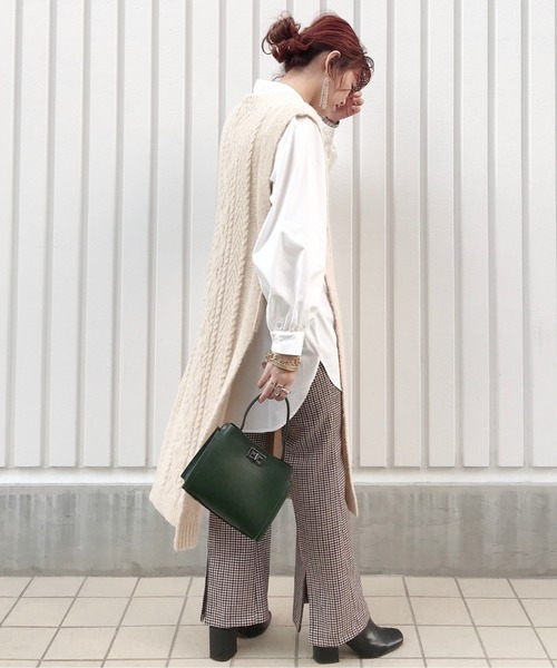 archives（アルシーヴ）の「ロングベスト+シャツSET（シャツ/ブラウス・レディース・ブラウン/アイボリー/グレー系その他・MEDIUM）」の2枚目の写真