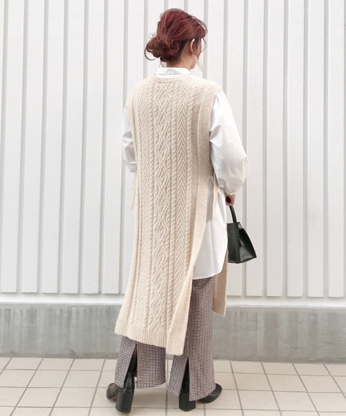 archives（アルシーヴ）の「ロングベスト+シャツSET（シャツ/ブラウス・レディース・ブラウン/アイボリー/グレー系その他・MEDIUM）」の8枚目の写真