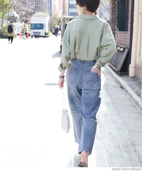 coca（coca）（コカ）の「ウォッシュ加工ワイドデニムパンツ（デニムパンツ・レディース・ブルー・L/S/M）」の8枚目の写真