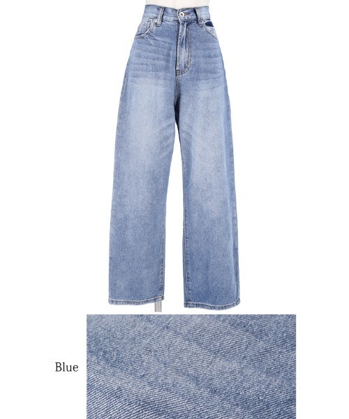 coca（coca）（コカ）の「ウォッシュ加工ワイドデニムパンツ（デニムパンツ・レディース・ブルー・L/S/M）」の11枚目の写真