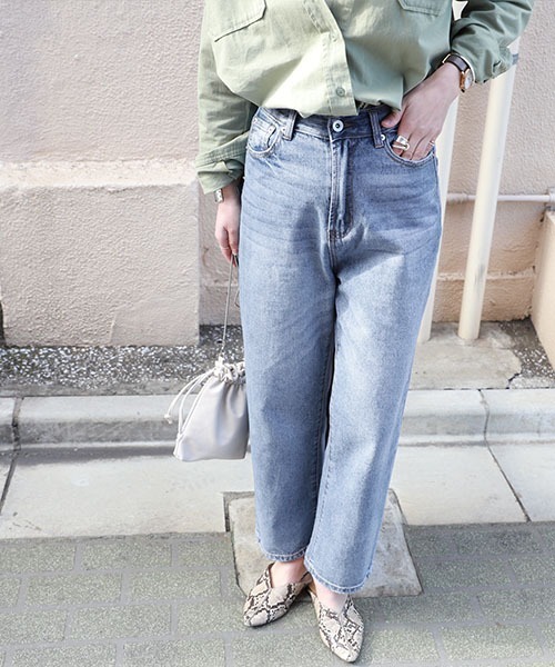 coca（coca）（コカ）の「ウォッシュ加工ワイドデニムパンツ（デニムパンツ・レディース・ブルー・L/S/M）」の14枚目の写真