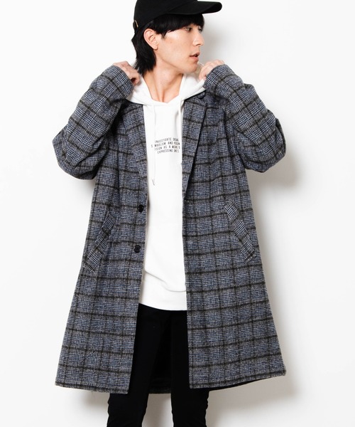 WEGO（ウィゴー）の「WEGO/チェックーオーバーコート（チェスターコート・メンズ・ベージュ系その他2/グレー系その他2・LARGE/SMALL/MEDIUM）」の2枚目の写真
