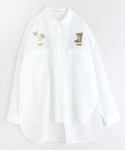 RNA（アールエヌエー）の「B2540 シアーワークシャツ（シャツ/ブラウス・レディース・ブラウン/オフホワイト/オリーブ・MEDIUM）」の4枚目の写真