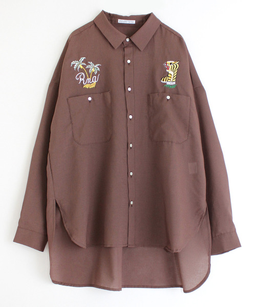 RNA（アールエヌエー）の「B2540 シアーワークシャツ（シャツ/ブラウス・レディース・ブラウン/オフホワイト/オリーブ・MEDIUM）」の5枚目の写真