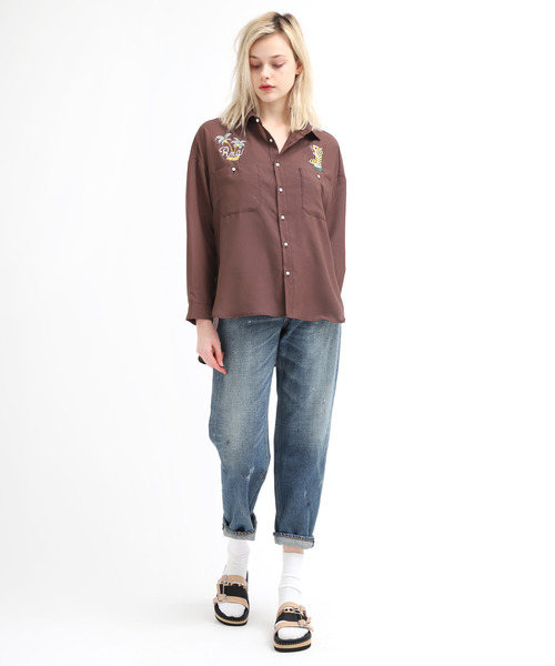 RNA（アールエヌエー）の「B2540 シアーワークシャツ（シャツ/ブラウス・レディース・ブラウン/オフホワイト/オリーブ・MEDIUM）」の12枚目の写真