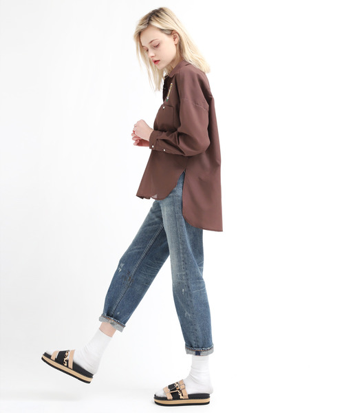 RNA（アールエヌエー）の「B2540 シアーワークシャツ（シャツ/ブラウス・レディース・ブラウン/オフホワイト/オリーブ・MEDIUM）」の13枚目の写真