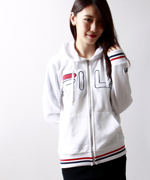 FILA（フィラ）の「∴WEGO/FILAラインリブジップパーカー（パーカー・メンズ・ホワイト/ネイビー・LARGE/MEDIUM）」の4枚目の写真
