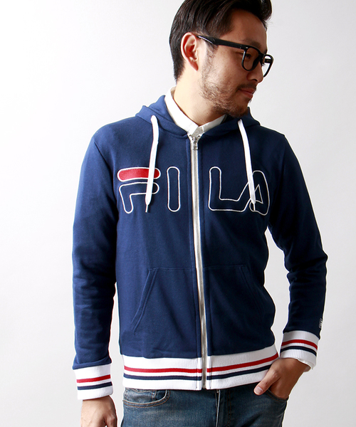 FILA（フィラ）の「∴WEGO/FILAラインリブジップパーカー（パーカー・メンズ・ホワイト/ネイビー・LARGE/MEDIUM）」の5枚目の写真