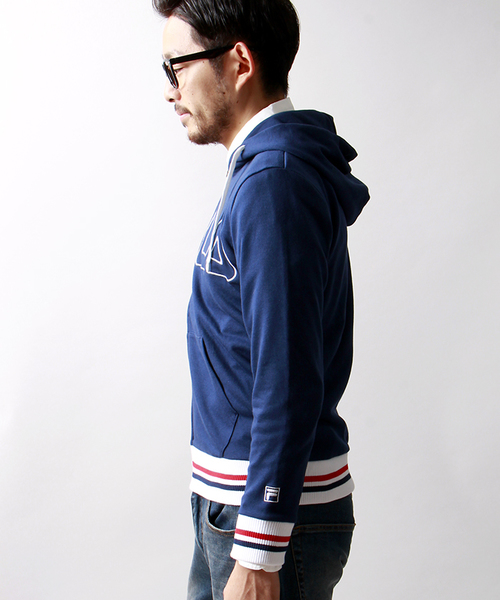FILA（フィラ）の「∴WEGO/FILAラインリブジップパーカー（パーカー・メンズ・ホワイト/ネイビー・LARGE/MEDIUM）」の6枚目の写真
