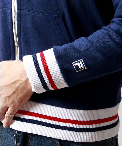 FILA（フィラ）の「∴WEGO/FILAラインリブジップパーカー（パーカー・メンズ・ホワイト/ネイビー・LARGE/MEDIUM）」の8枚目の写真