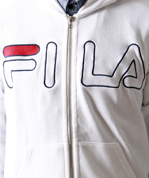 FILA（フィラ）の「∴WEGO/FILAラインリブジップパーカー（パーカー・メンズ・ホワイト/ネイビー・LARGE/MEDIUM）」の3枚目の写真