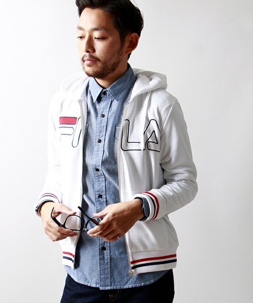 FILA（フィラ）の「∴WEGO/FILAラインリブジップパーカー（パーカー・メンズ・ホワイト/ネイビー・LARGE/MEDIUM）」の10枚目の写真