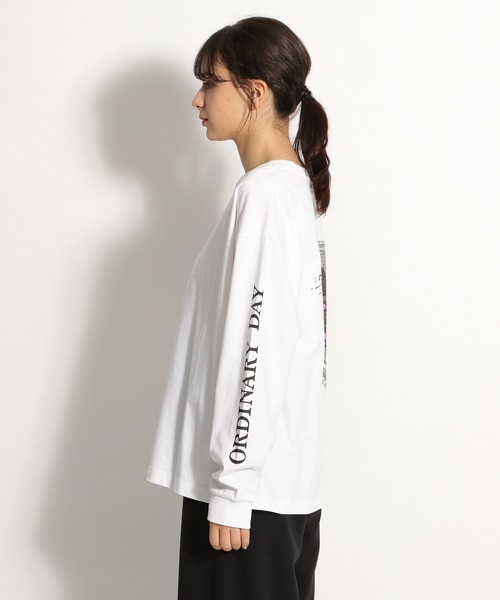 niko and...（ニコアンド）の「ハーフトーンドットロゴロンT（Tシャツ/カットソー・レディース・ピンク/オレンジ/チャコール・MEDIUM/LARGE）」の8枚目の写真