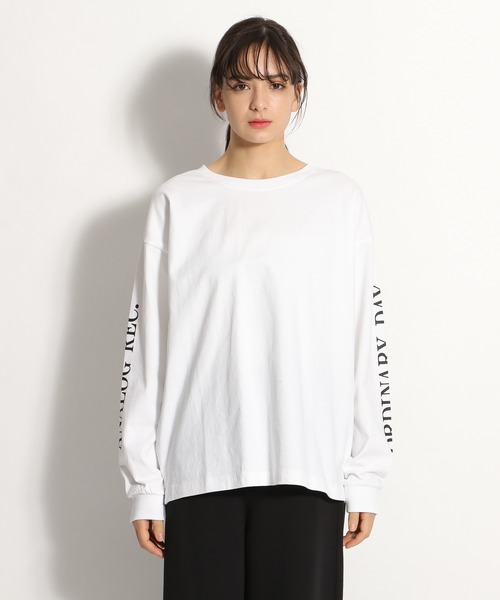 niko and...（ニコアンド）の「ハーフトーンドットロゴロンT（Tシャツ/カットソー・レディース・ピンク/オレンジ/チャコール・MEDIUM/LARGE）」の7枚目の写真