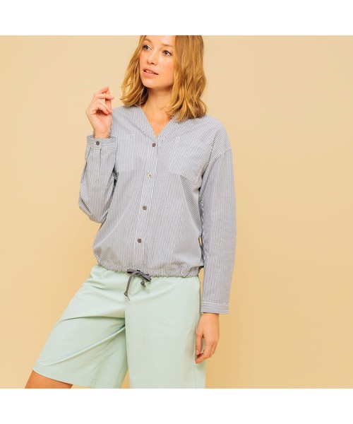 AIGLE(エーグル)の「吸水速乾 ジュアン ピト シャツ(シャツ/ブラウス・レディース・ライトグリーン/ダークブルー・40/38/36)」の2枚目の写真