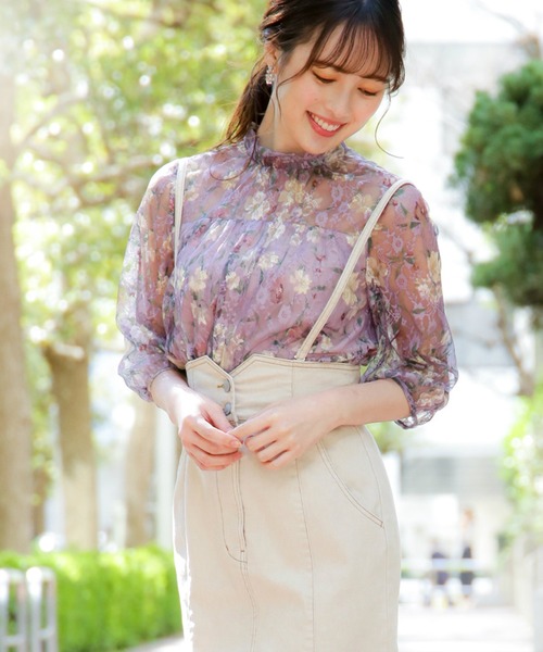 ジルバイジルスチュアート フローラルチュールレースブラウス 高品質」 JILL BY JILLSTUART フローラルチュールレースブラウス