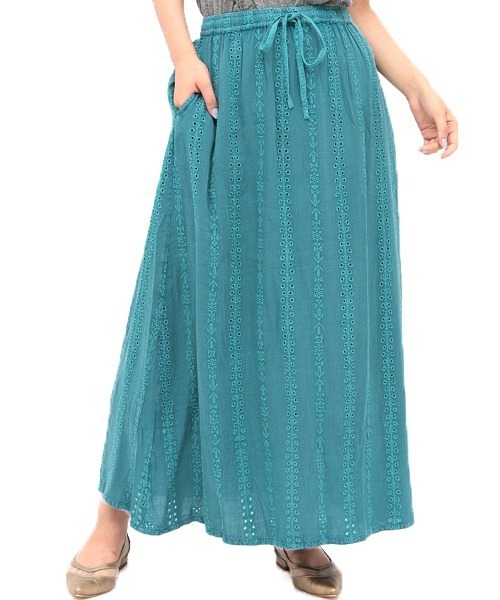 チチカカ（チチカカ）の「アシッドナバホ刺繍　スカート（スカート・レディース・ターコイズブルー/キャメル/パープル・FREE）」の8枚目の写真