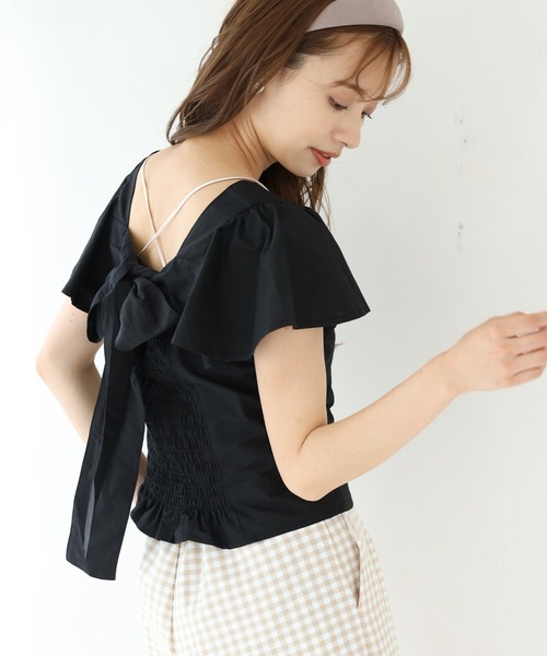 one after another NICE CLAUP(ワンアフターアナザーナイスクラップ)の「バックリボンフリルブラウス(シャツ/ブラウス・レディース・ブラック/オフホワイト/ホワイト系その他/チェック・FREE)」の3枚目の写真