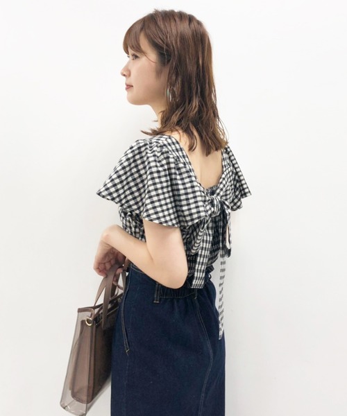 one after another NICE CLAUP(ワンアフターアナザーナイスクラップ)の「バックリボンフリルブラウス(シャツ/ブラウス・レディース・ブラック/オフホワイト/ホワイト系その他/チェック・FREE)」の9枚目の写真