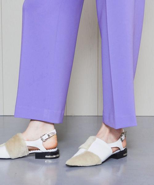 H　BEAUTY&YOUTH UNITED ARROWS（エイチビューティーアンドユースユナイテッドアローズ）の「＜H＞DOUBLE CLOTH WIDE TAPERED PANTS/パンツ（その他パンツ・レディース・ベージュ/パープル・SMALL/MEDIUM）」の3枚目の写真