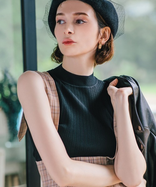 EIMY ISTOIRE（エイミーイストワール）の「ランダムリブノースリーブニットプルオーバー（ニット/セーター・レディース・ブラック/ホワイト/パープル/ラベンダー/ミント/ピンク/イエロー・FREE）」の8枚目の写真
