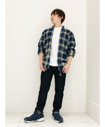 GAP | タックアウトフィット デニムチェックシャツ(シャツ/ブラウス)