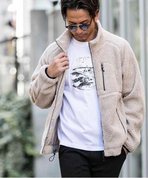 Bling Leads（ブリングリーズ）の「もこもこ ボア ジップアップ スタンドカラー ブルゾン 裏地付き（ブルゾン・メンズ・その他/キャメル/ダークグリーン/その他2/ブラック/その他1/カーキ/ライトパープル/モカ/ホワイト/ベージュ・M/L/XL）」の16枚目の写真