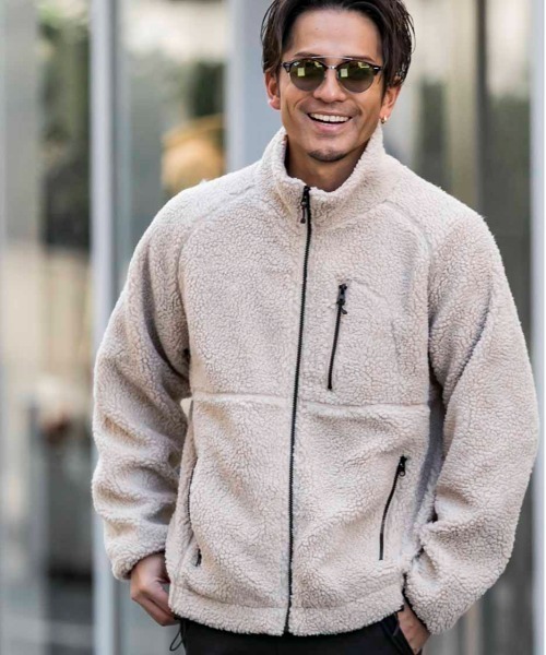 Bling Leads（ブリングリーズ）の「もこもこ ボア ジップアップ スタンドカラー ブルゾン 裏地付き（ブルゾン・メンズ・その他/キャメル/ダークグリーン/その他2/ブラック/その他1/カーキ/ライトパープル/モカ/ホワイト/ベージュ・M/L/XL）」の17枚目の写真