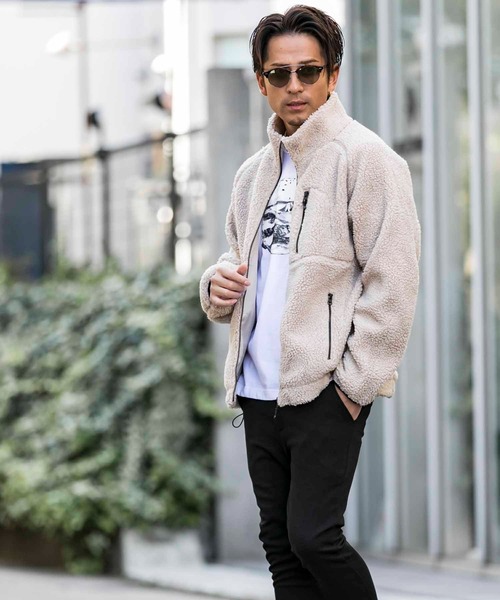 Bling Leads（ブリングリーズ）の「もこもこ ボア ジップアップ スタンドカラー ブルゾン 裏地付き（ブルゾン・メンズ・その他/キャメル/ダークグリーン/その他2/ブラック/その他1/カーキ/ライトパープル/モカ/ホワイト/ベージュ・M/L/XL）」の19枚目の写真