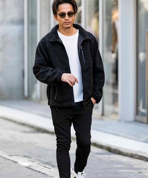 Bling Leads（ブリングリーズ）の「もこもこ ボア ジップアップ スタンドカラー ブルゾン 裏地付き（ブルゾン・メンズ・その他/キャメル/ダークグリーン/その他2/ブラック/その他1/カーキ/ライトパープル/モカ/ホワイト/ベージュ・M/L/XL）」の15枚目の写真